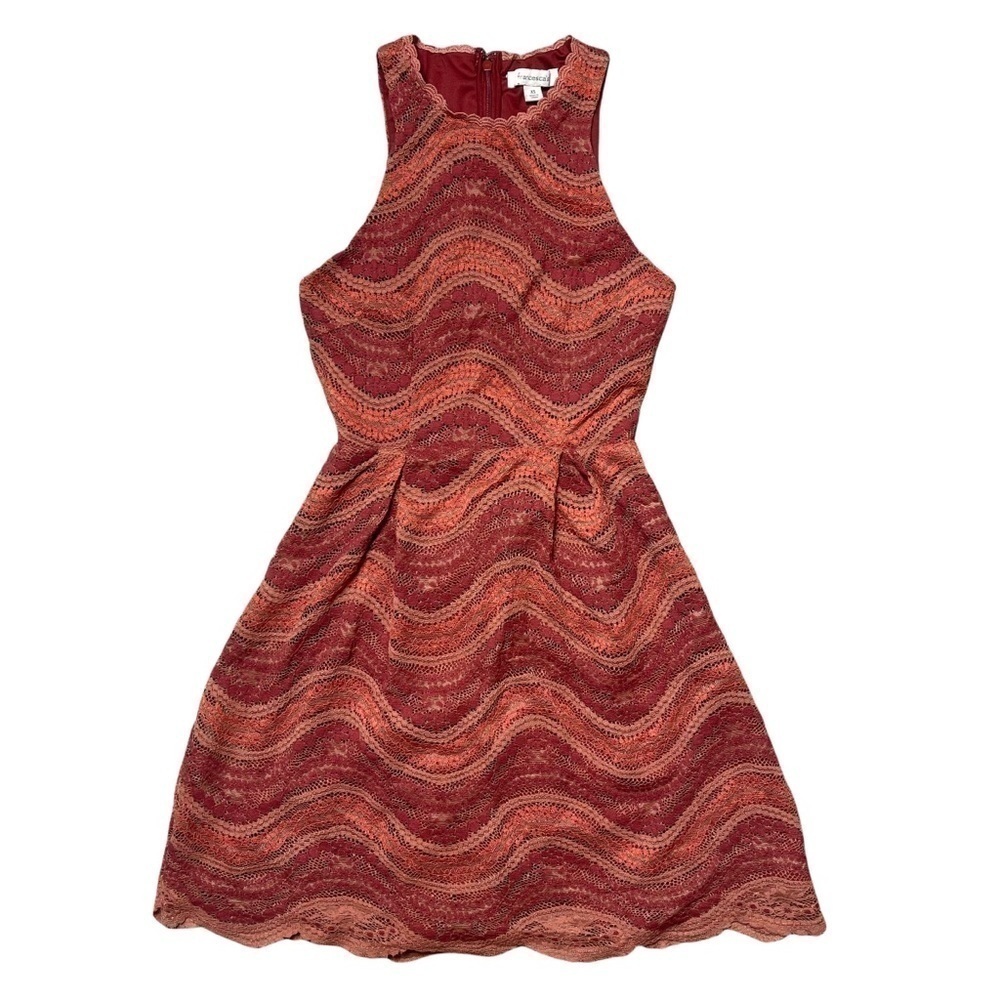 Francesca’s Red Lace Halter Sleeveless Mini Dress XS